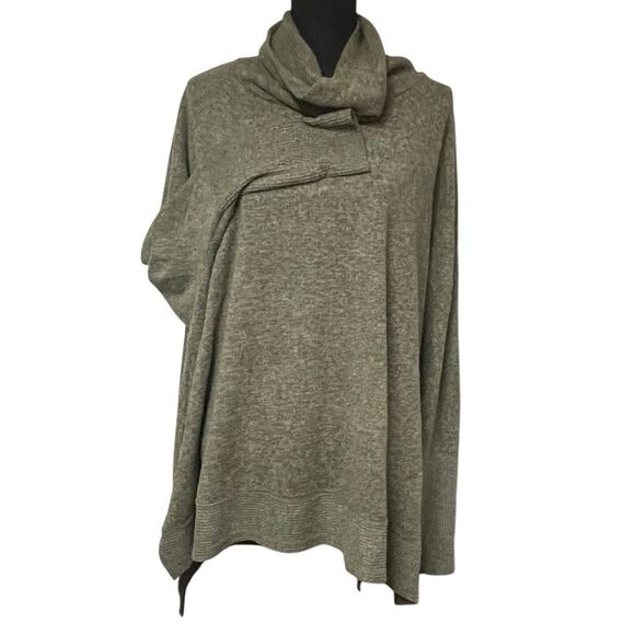Zenana Army Green Brushed Melange Cowl Neck Oversized Sweater - Picture 1 of 6